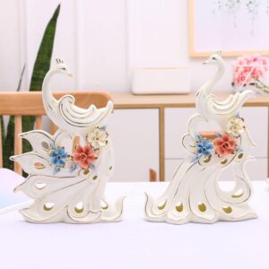 Ceramic Double Lovers Peacock Statue 6